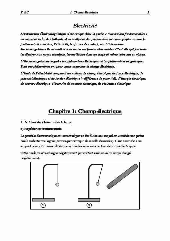 [PDF] Electricité Chapitre 1: Champ électrique