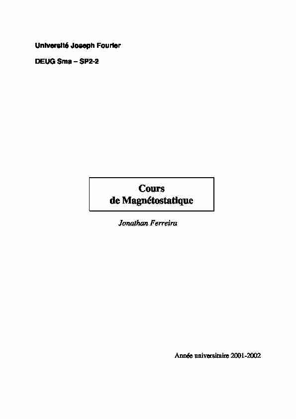 [PDF] Cours de Magnétostatique