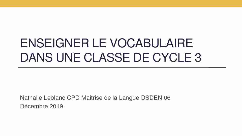 [PDF] enseigner le vocabulaire dans une classe de cycle 3