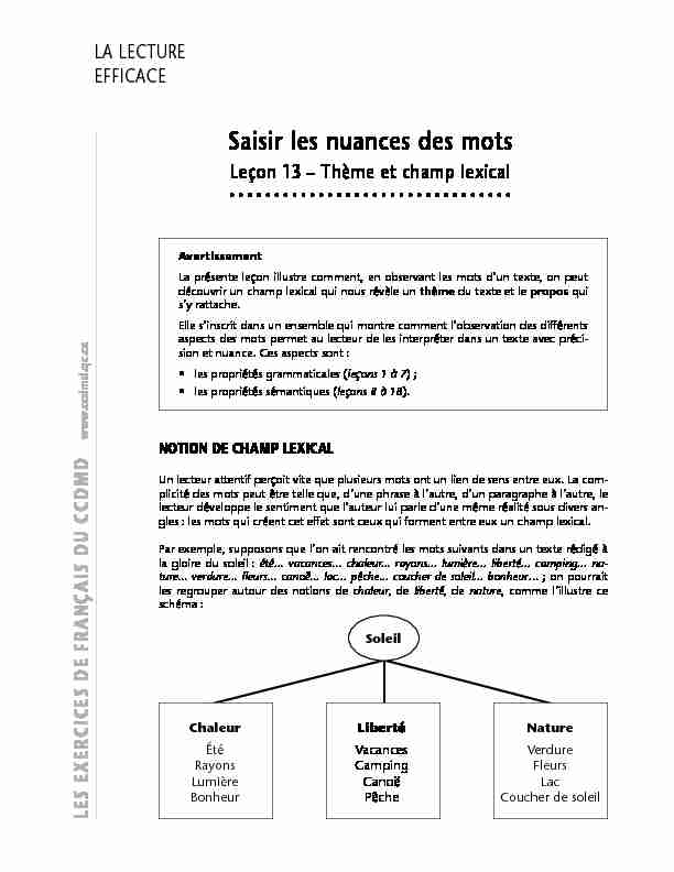 [PDF] Thème et champ lexical