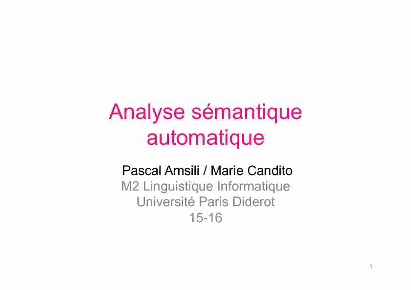 [PDF] Analyse sémantique automatique