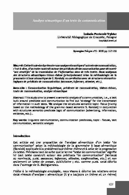 [PDF] Analyse sémantique dun texte de communication - Gerflint