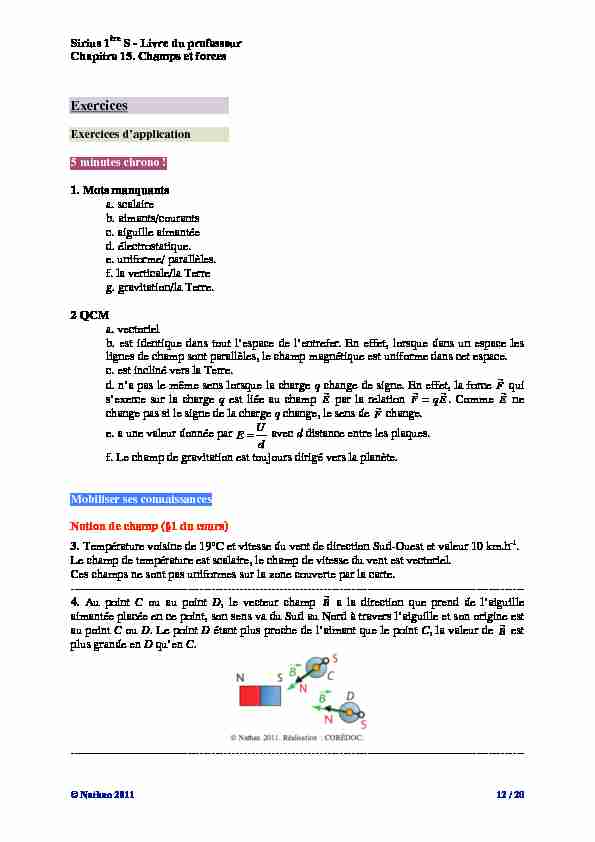 [PDF] Livre du professeur Chapitre 15 Champs et forces - Exercices