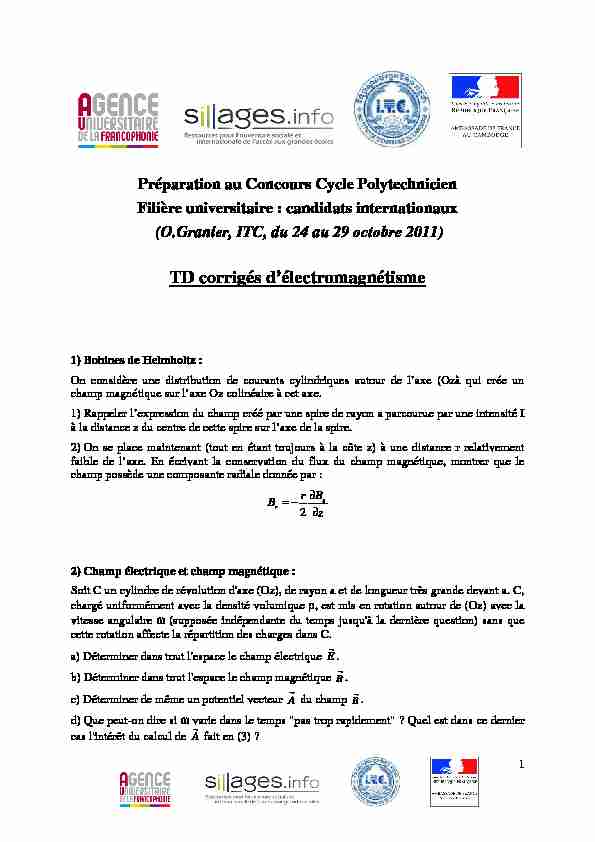 [PDF] TD corrigés délectromagnétisme - Unisciel