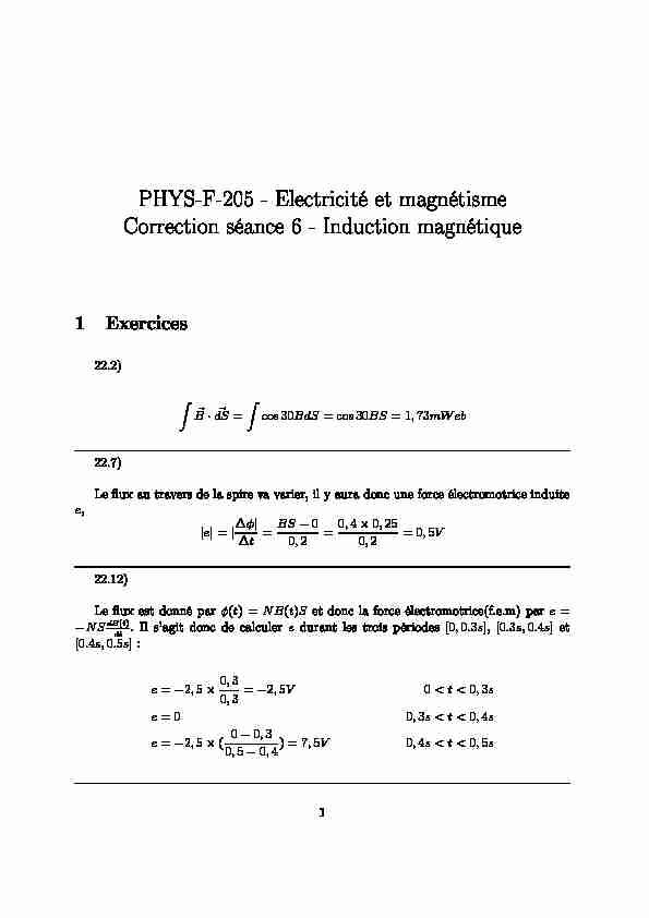 [PDF] PHYS-F-205 - Electricité et magnétisme Correction séance 6 - IIHE
