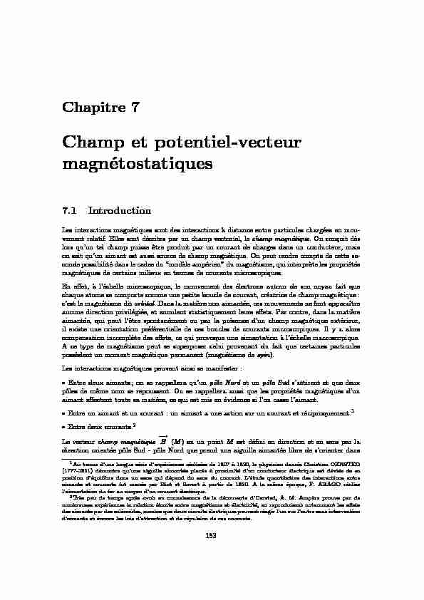 Chapitre 7 - Champ et potentiel-vecteur magnétostatiques