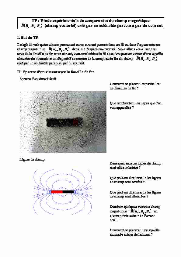 TP : Etude expérimentale de composantes du champ magnétique