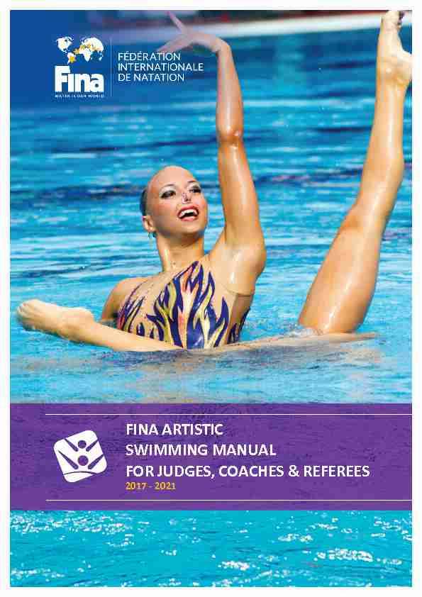 FINA Artistic Swimming Manual for Judges Coaches & Referees