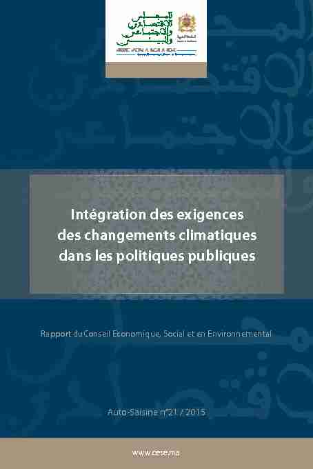 Intégration des exigences des changements climatiques dans les