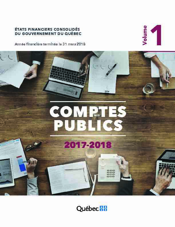 Comptes publics 2017-2018 - Volume 1
