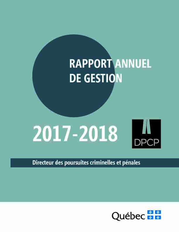 Rapport annuel de gestion 2017-2018 - Directeur des poursuites