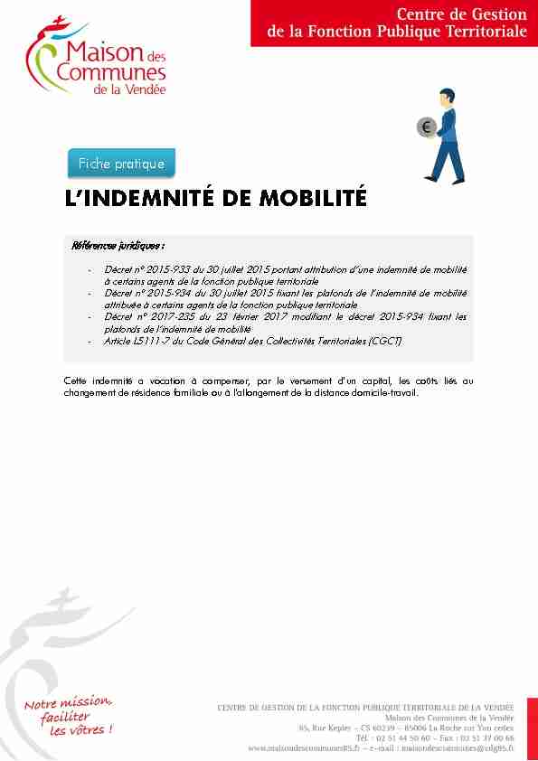 [PDF] LINDEMNITÉ DE MOBILITÉ - Maison des Communes