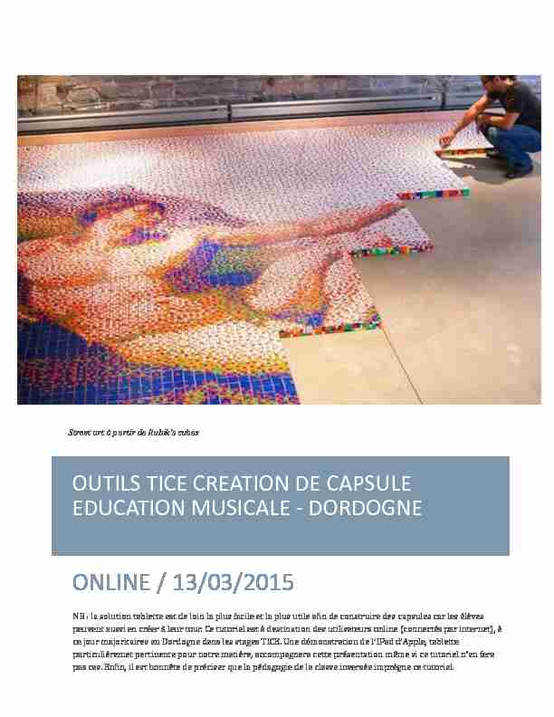 Outils TICE creation de capsule Education Musicale - Dordogne