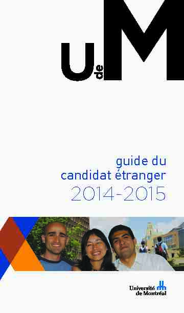 [PDF] guide du candidat étranger - Université de Montréal