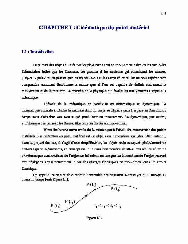 [PDF] CHAPITRE I : Cinématique du point matériel - IIHE