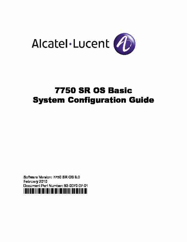 7750 SR OS Basic System Configuration Guide - Nokia
