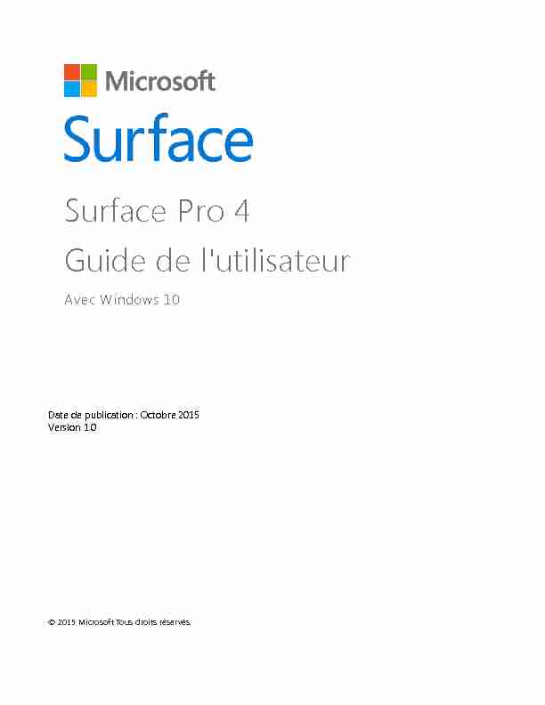 Surface Pro 4 Guide de lutilisateur