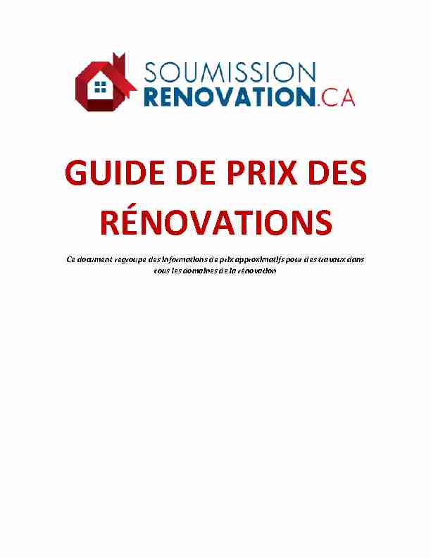 [PDF] GUIDE DE PRIX DES RÉNOVATIONS - Soumission Rénovation