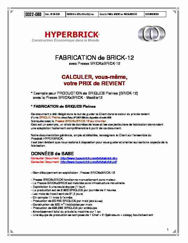 [PDF] Calculez le Prix Revient - HYPERBRICK