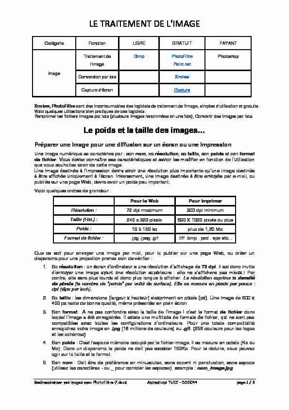 [PDF] LE TRAITEMENT DE LIMAGE