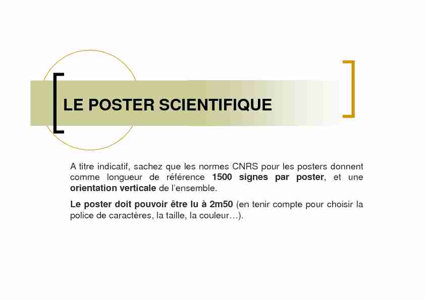 LE POSTER SCIENTIFIQUE - Université de Limoges