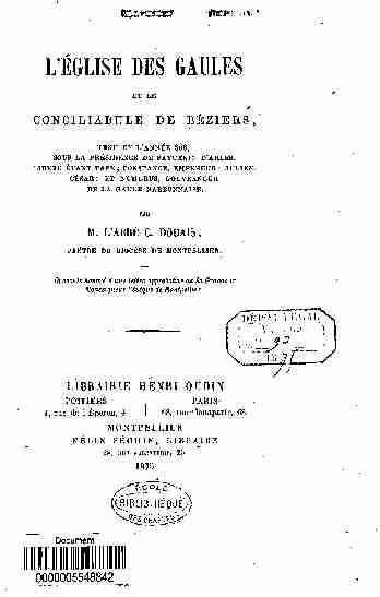 [PDF] Leglise des Gaules et le conciliabule de Beziers tenu en lannee