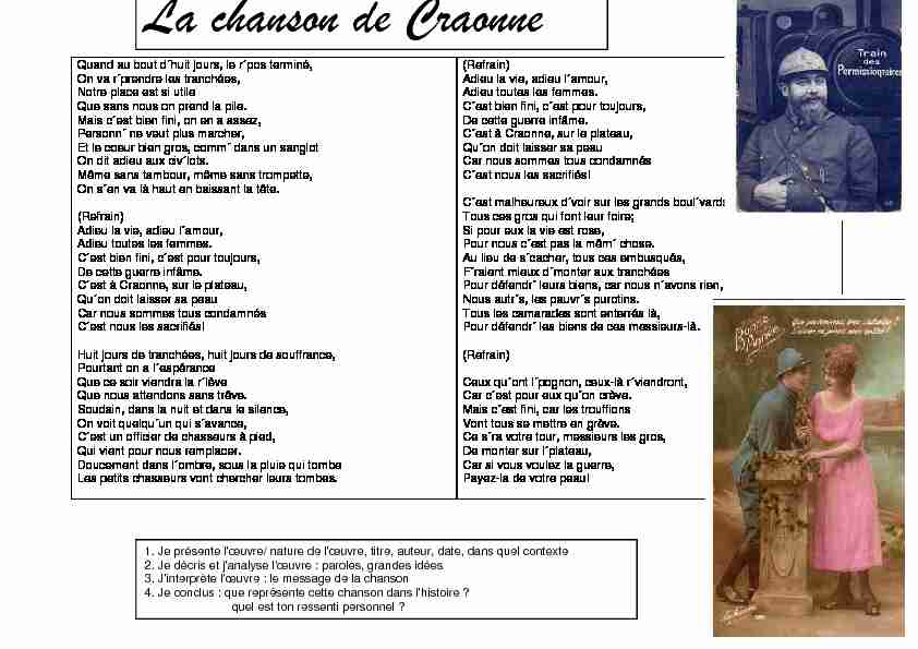 [PDF] La Chanson de Craonne - Eduscol