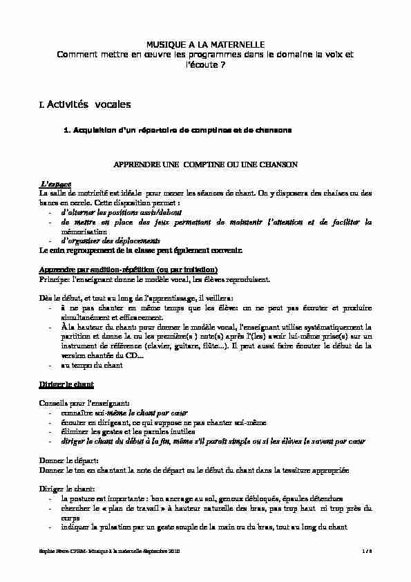[PDF] MUSIQUE A LA MATERNELLE - maternelle 89