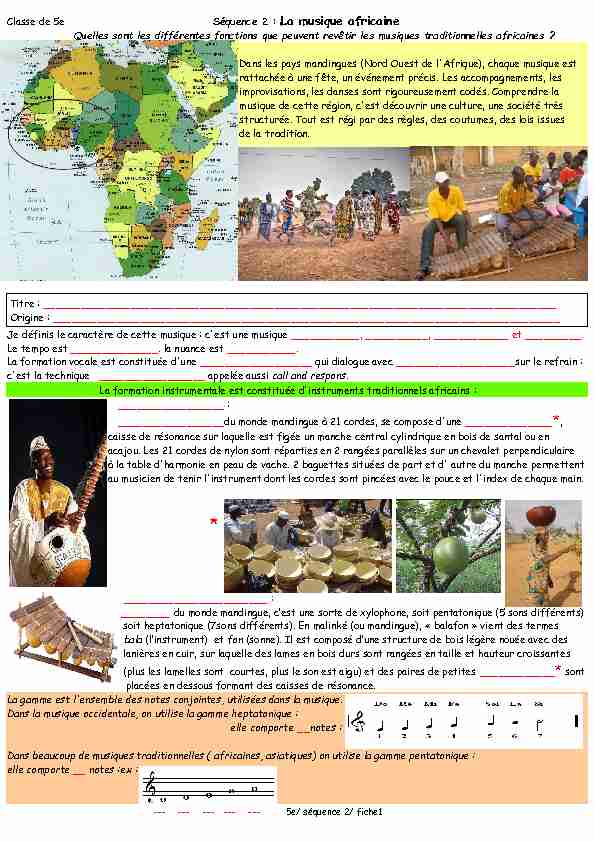 [PDF] Classe de 5e Séquence 2 : La musique africaine
