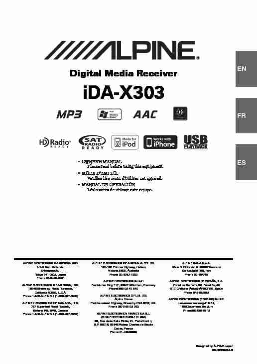 R Digital Media Receiver iDA-X303 - usermanualwiki