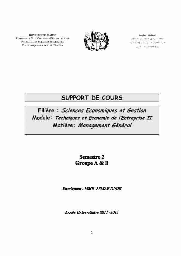 [PDF] SUPPORT DE COURS - Faculté des Sciences Juridiques
