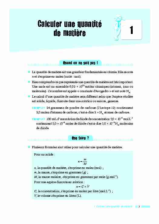 [PDF] Calculer une quantité de matière