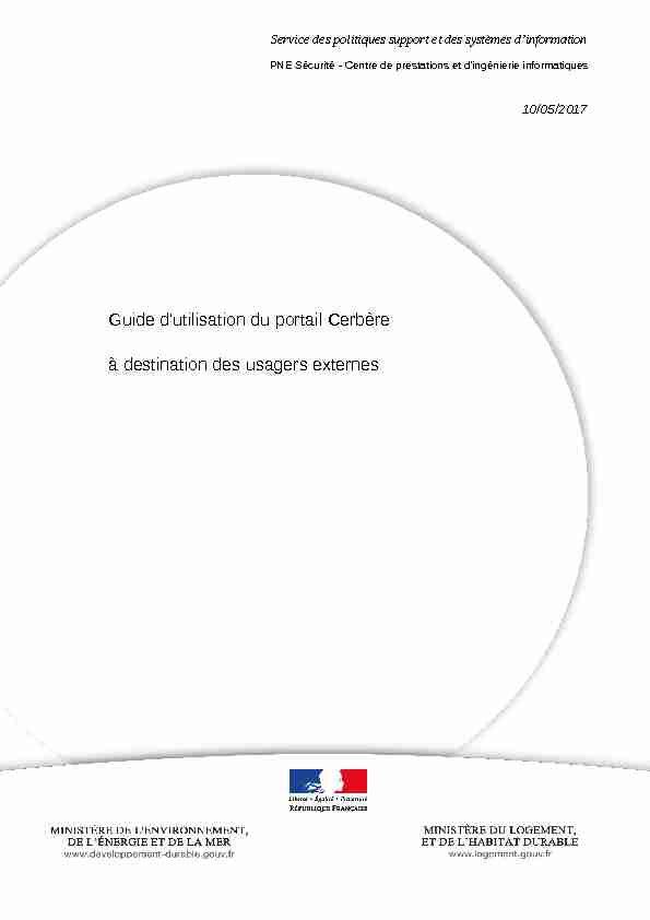 [PDF] Guide dutilisation du portail Cerbère à destination des usagers