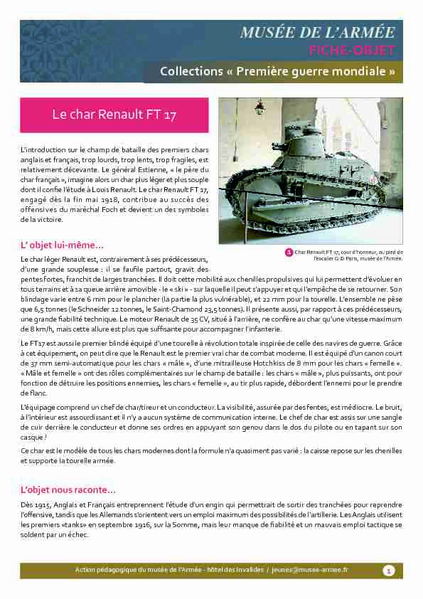 [PDF] les premiers chars Renault FT-17 - MUSÉE DE LARMÉE