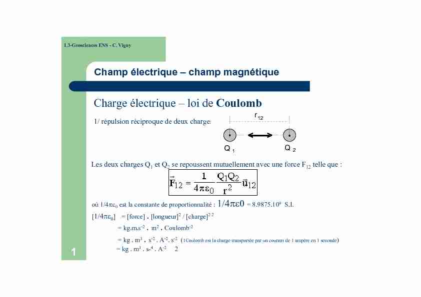 [PDF] Charge électrique – loi de Coulomb
