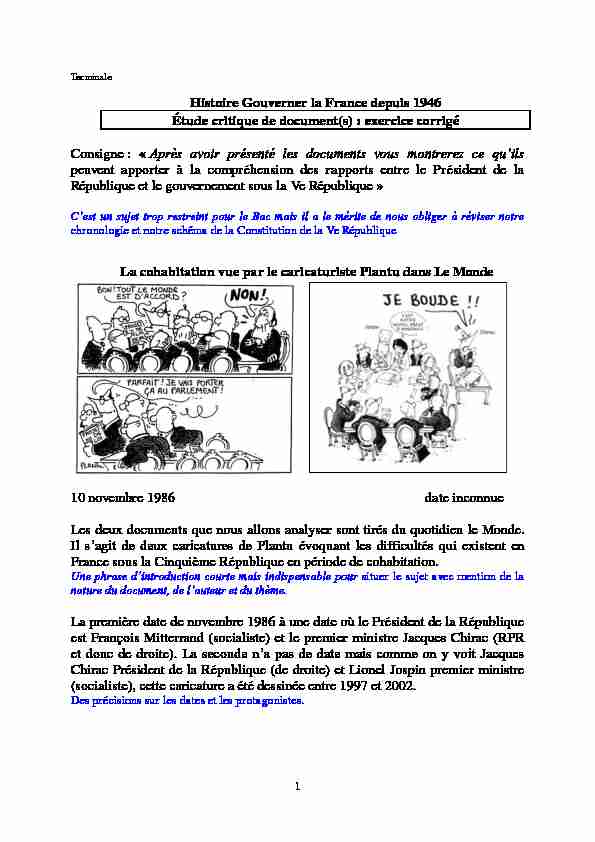 Histoire Gouverner la France depuis 1946 Étude critique de