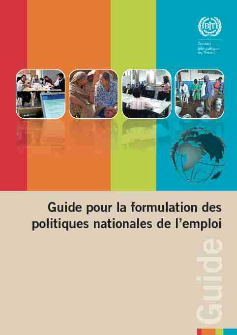 Guide pour la formulation des politiques nationales de lemploi