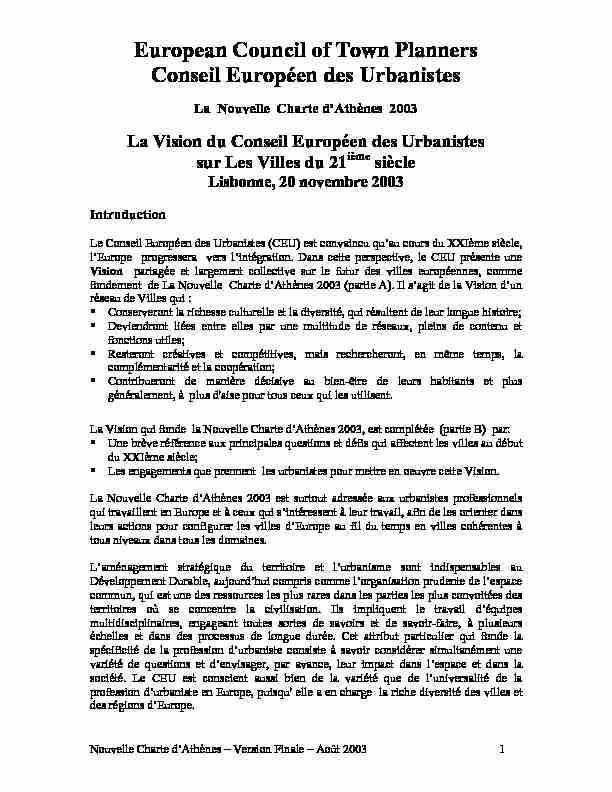 [PDF] La Nouvelle Charte dAthènes 2003  APR Strasbourg