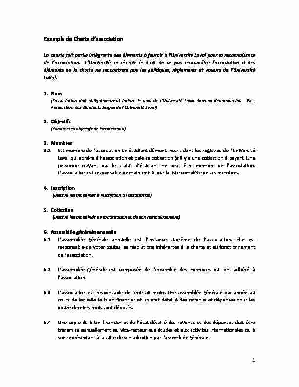 Exemple de Charte d’association