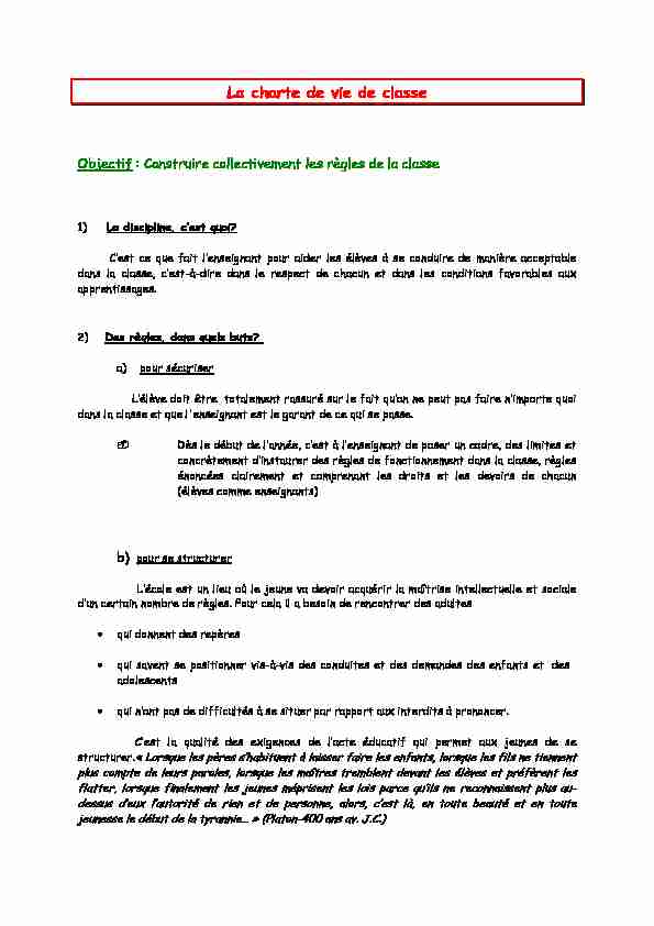 [PDF] charte de vie de classe - SBSSA - Amiens