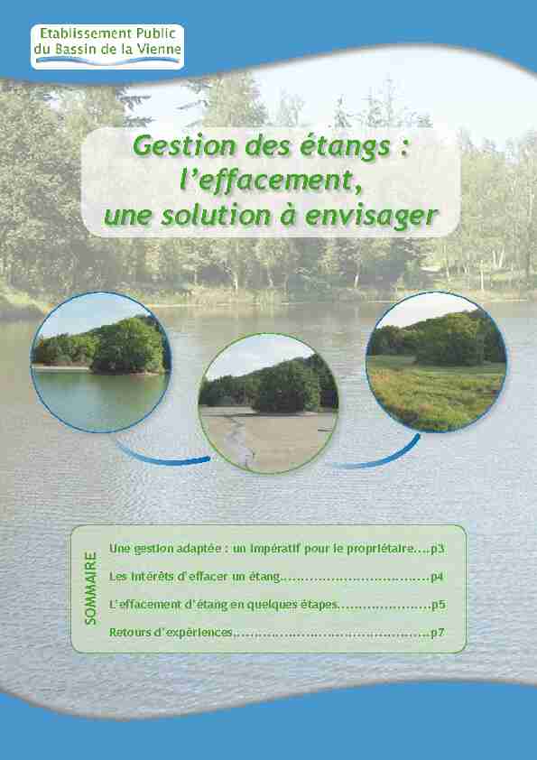 Gestion des étangs : leffacement une solution à envisager