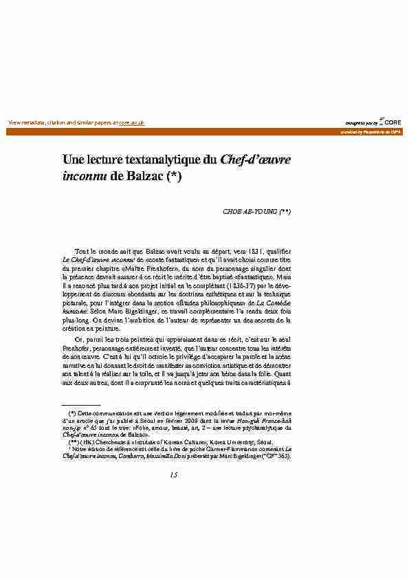 [PDF] Une lecture textanalytique du Chef-dœuvre inconnu de Balzac (*)