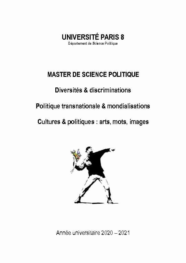 MASTER DE SCIENCE POLITIQUE Diversités & discriminations