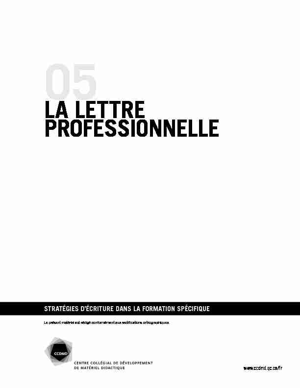 [PDF] La Lettre professionneLLe - CCDMD