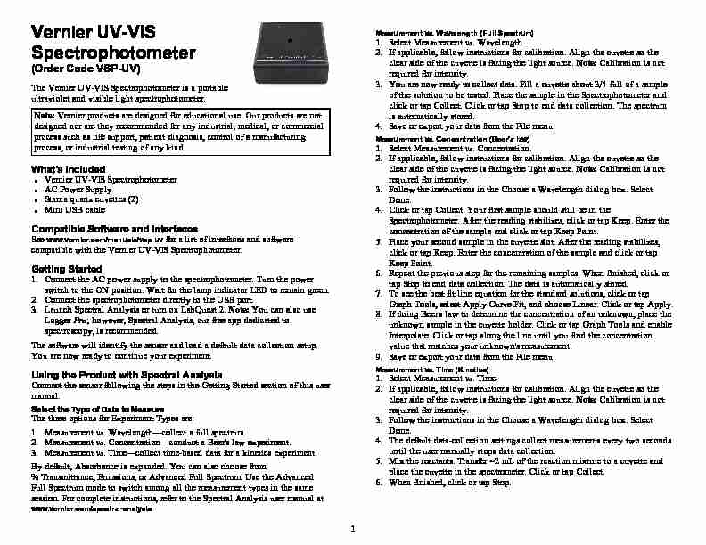 Vernier UV-VIS Spectrophotometer