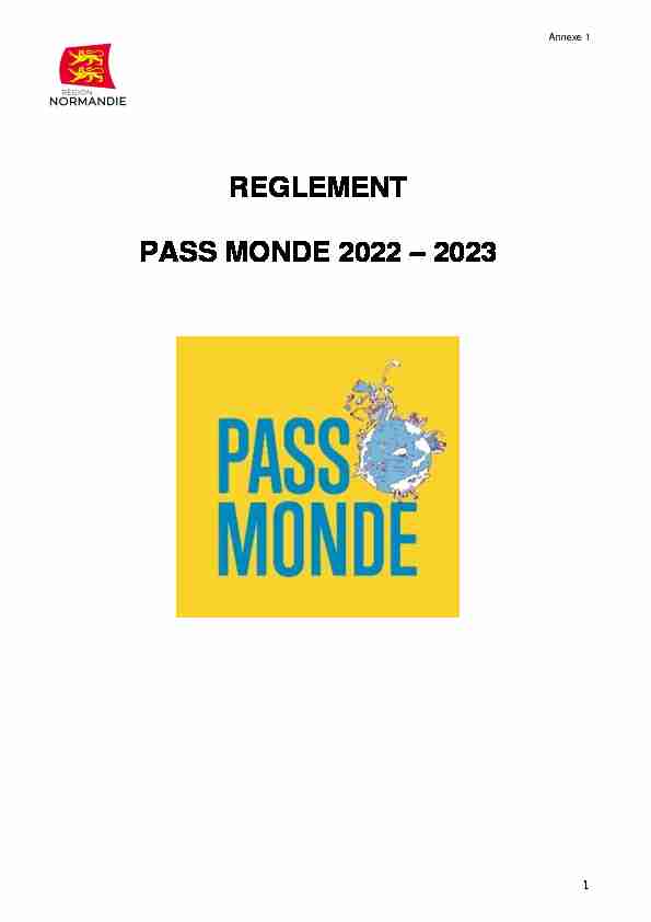 REGLEMENT PASS MONDE 2022 – 2023