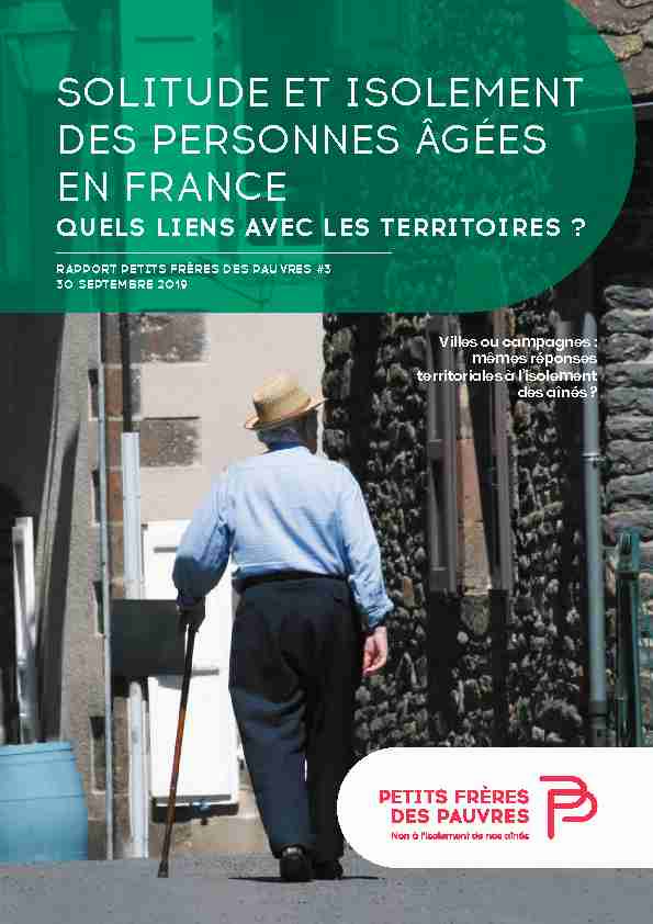 Solitude et isolement des personnes âgées en France quels liens