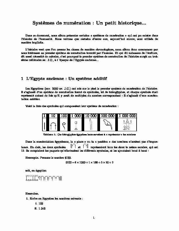 [PDF] Systèmes de numération : Un petit historique - Free