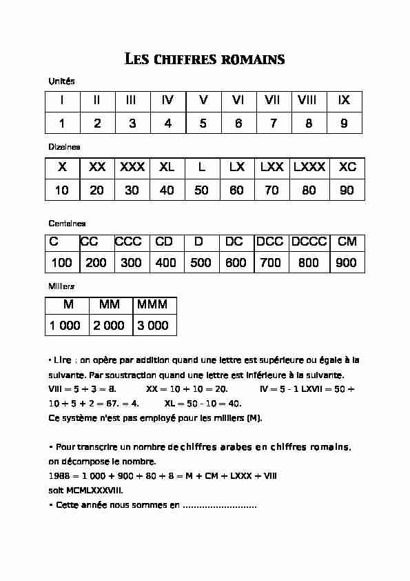 [PDF] Chiffres romains - qcmtest