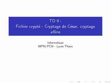 [PDF] TD 9 - Fichier crypté - Cryptage de César cryptage affine